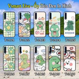 Ốp lưng Vsmart Live dẻo đen in hình Khủng Long Xanh Cute