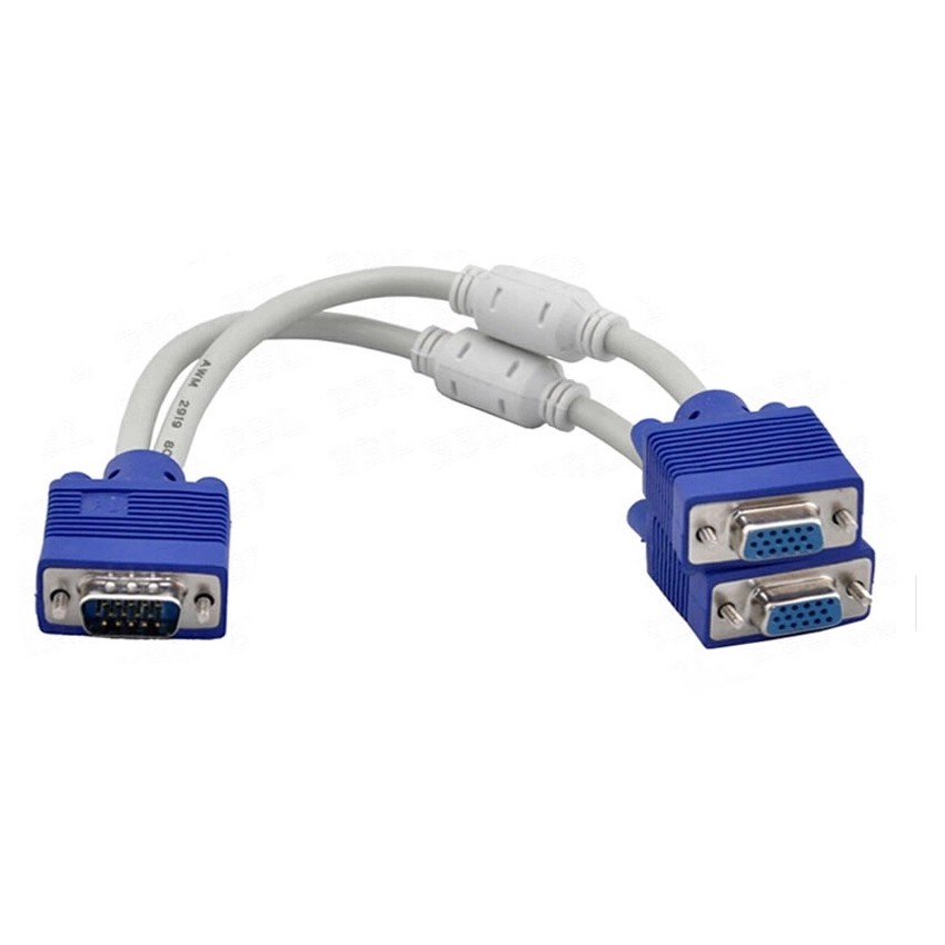 Cáp chia VGA 1 cổng ra 2 cổng (Trắng - Xanh)
