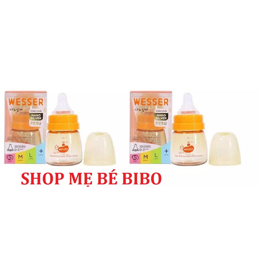 COMBO 2 BÌNH SỮA WESSER PESU CAO CẤP 60ML + 140ML