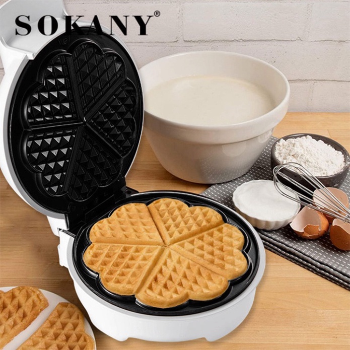 Máy làm bánh Waffle, Nướng bánh kẹp tổ ong đơn Sokany Chính hãng