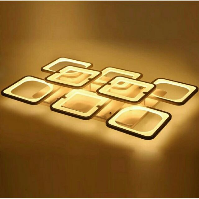 Đèn led áp trần trang trí 6+2 cánh vuông hiện đại 3 chế độ ánh sáng có điều khiển từ xa