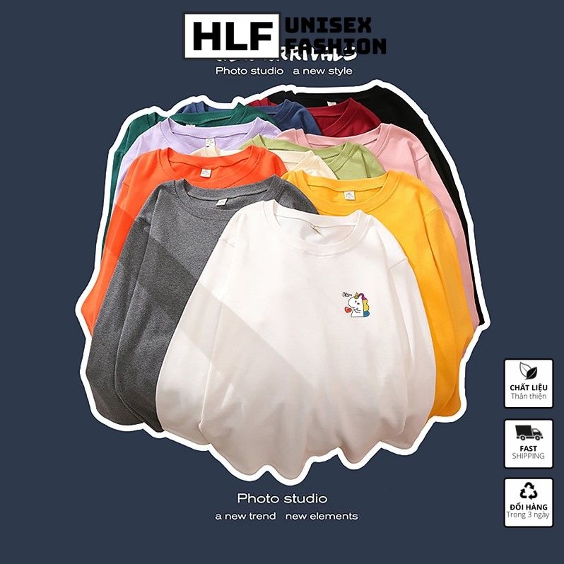Áo thun dài tay form xuông rộng con kì lân Biu, áo tay dài nam nữ HLFashion