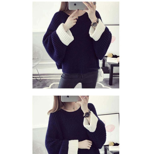 Áo len dài tay dáng rộng thiết kế mới thời trang mùa đông phong cách Hàn Quốc cho nữ