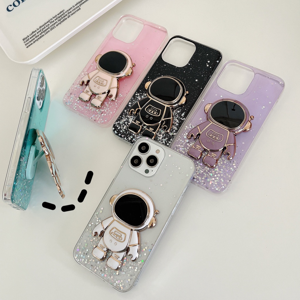 Ốp Điện Thoại Silicon Mềm Có Giá Đỡ Hình Phi Hành Gia Cho Samsung Galaxy A8 Plus J6 Plus J4 Plus A6 Plus J8 A5 A6 A7 A8 A9 2018