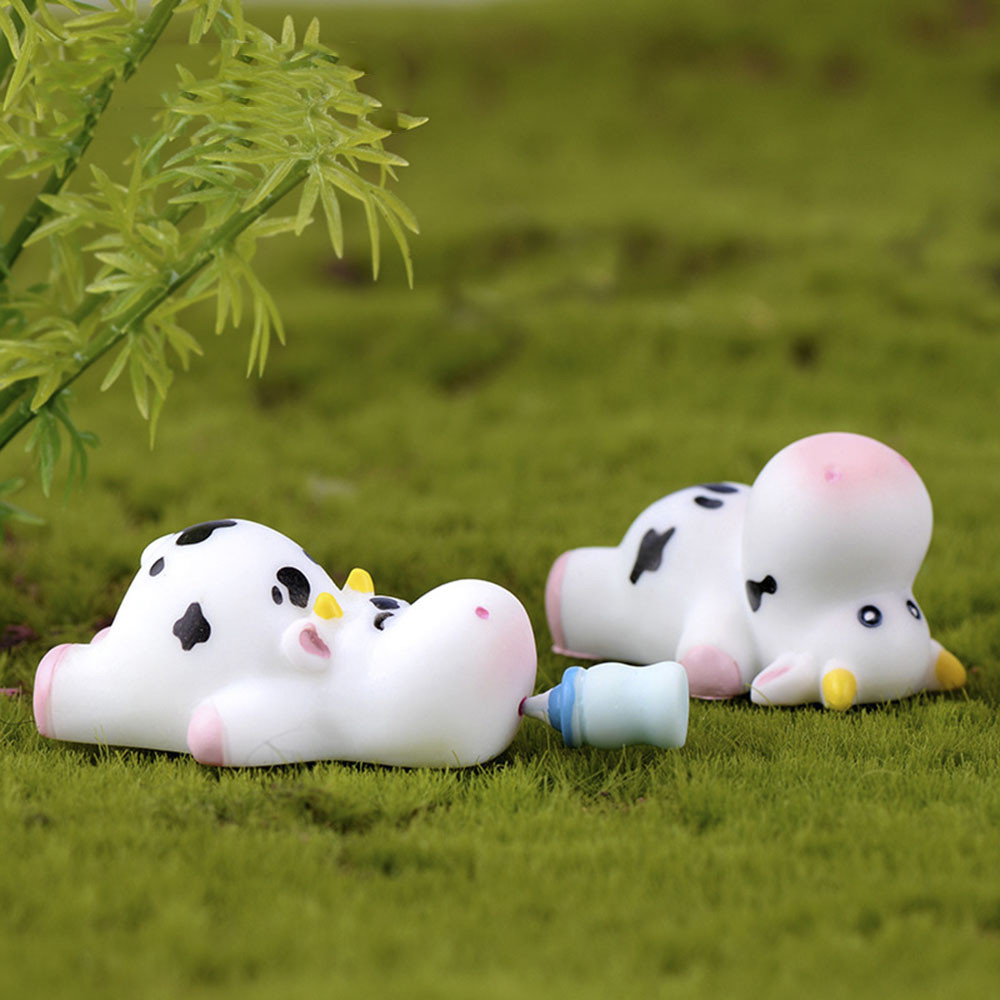 Cod Qipin 1pcs Home Miniature Craft Micro Landscape Lovely Cow Decoration Mini Ornaments Resin Handicraft