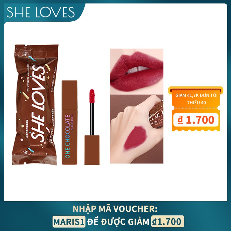 Son môi Sheloves màu lì chống thấm nước lâu trôi thiết kế vỏ màu socola xinh xắn