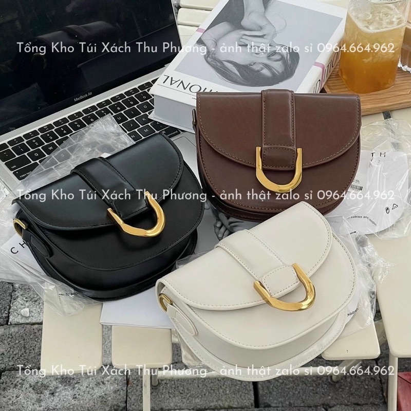 Túi CN.K dáng bầu móng ngựa kẹp nách nữ size 18 hàng chuẩn xịn