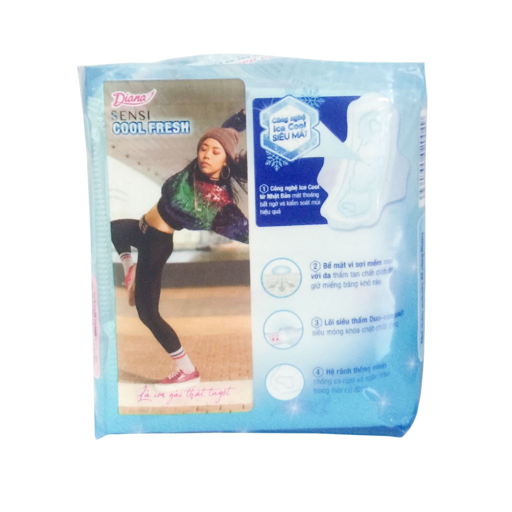 Băng Vệ Sinh Diana Sensi Cool Fresh Siêu Mỏng Có Cánh Gói 8 Miếng
