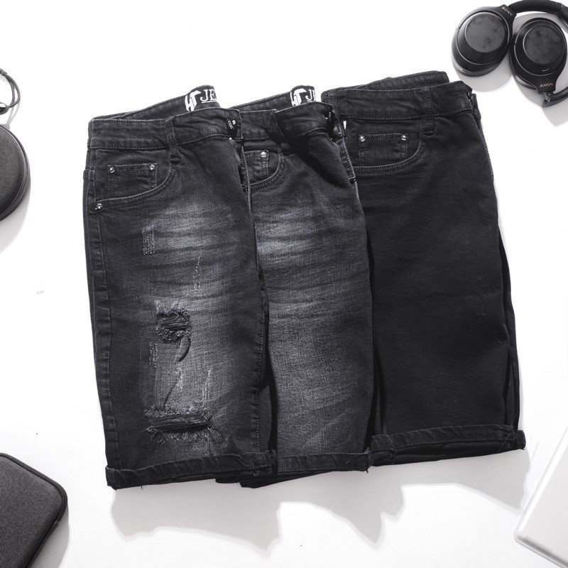 Quần short jean đen thời trang nam Bigsize < 120kg