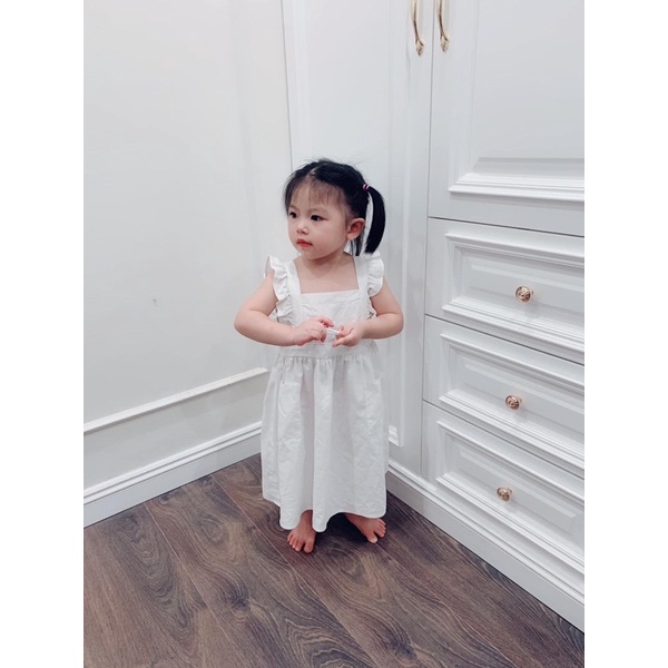 HTK- Váy thô trắng tay bèo size 18/24m-5/6y