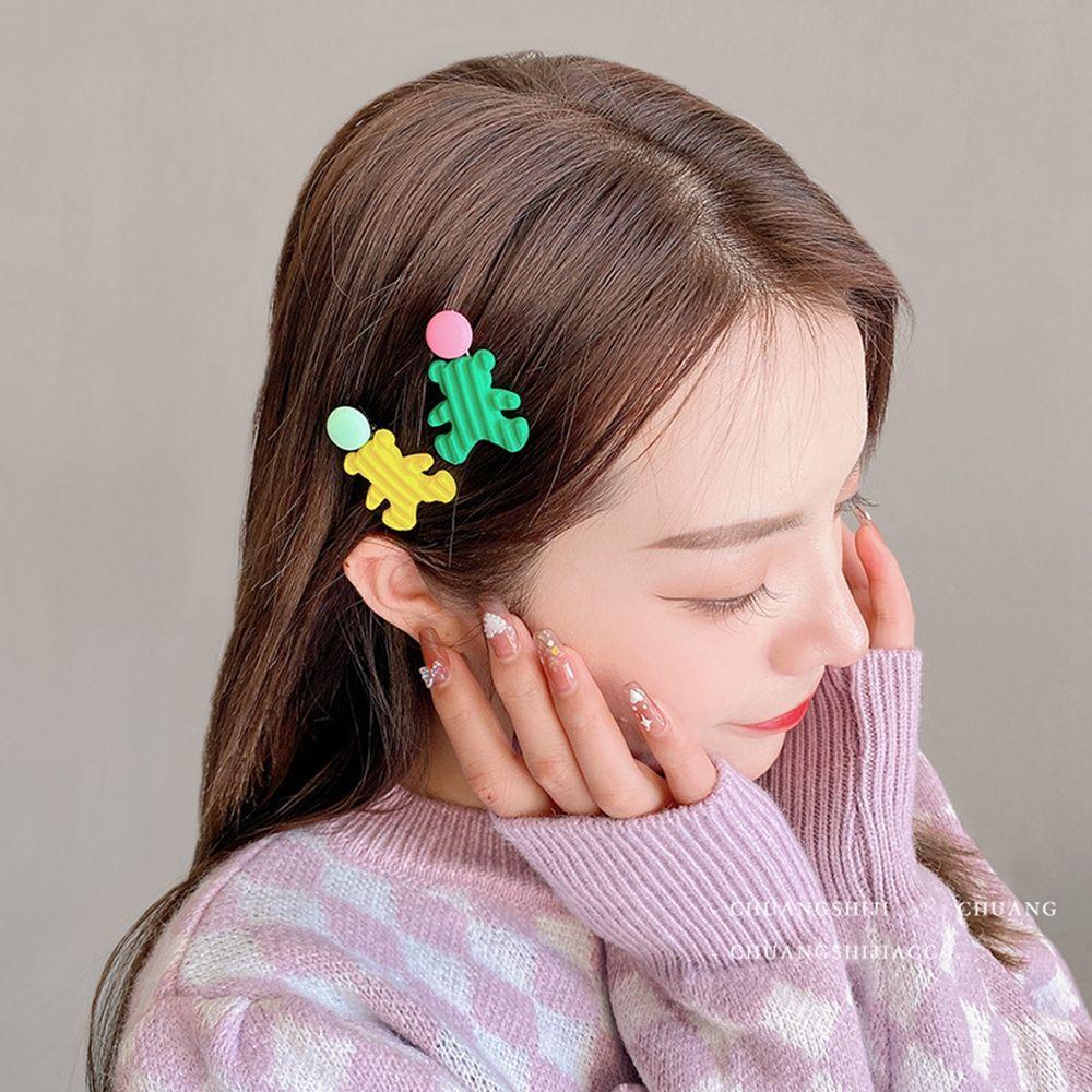 JARRED Kẹp Tóc Màu Kẹo Hình Gấu Hoạt Hình Dễ Thương Phong Cách Hàn Quốc Cho Nữ