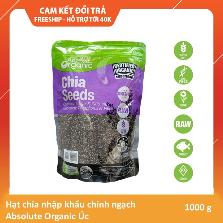 [CHÍNH NGẠCH] HẠT CHIA TÍM  ÚC -[ BỊCH 1KG ] -ABSOLUTE ORGANIC -MỚI NHẤT ![ CHÍNH NGHẠCH]