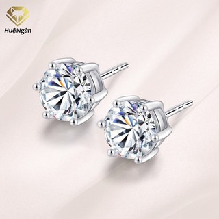 Bông tai bạc Ý 925 Bạc xinh  - Hoa đá ED069 (đá 6li)