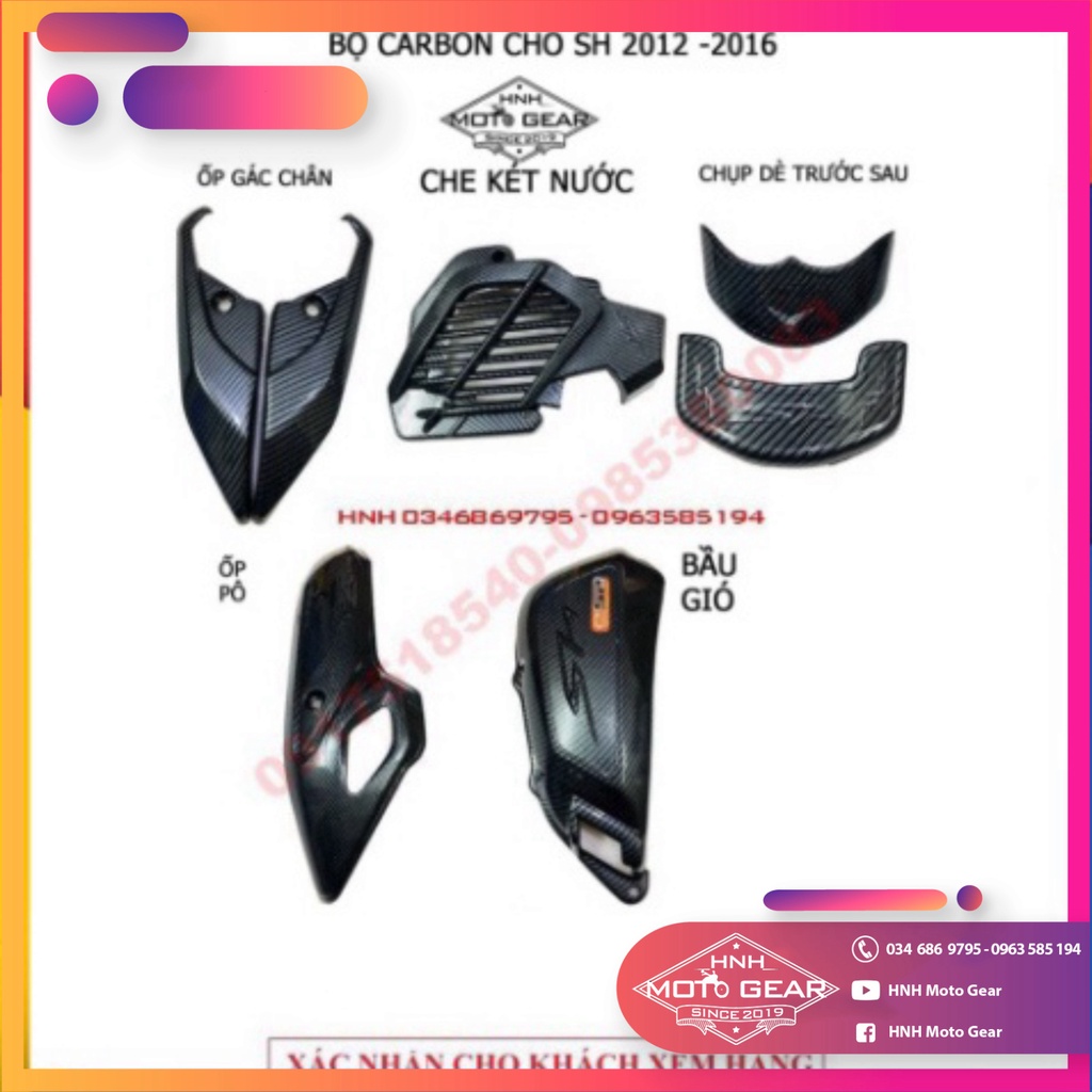 Ốp Carbon Xe SH 2012 - 2016 Bộ 6 Món
