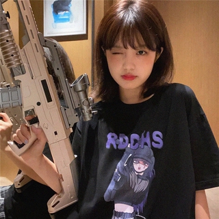 Áo Thun Tay Lỡ Form Rộng Ngắn Tay Unisex "Cô gái cầm súng"