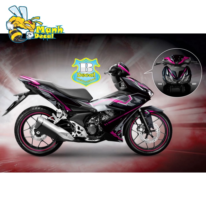 (FREE SHIP) Tem xe winner X 3002 hồng đen [Mạnh Decal]