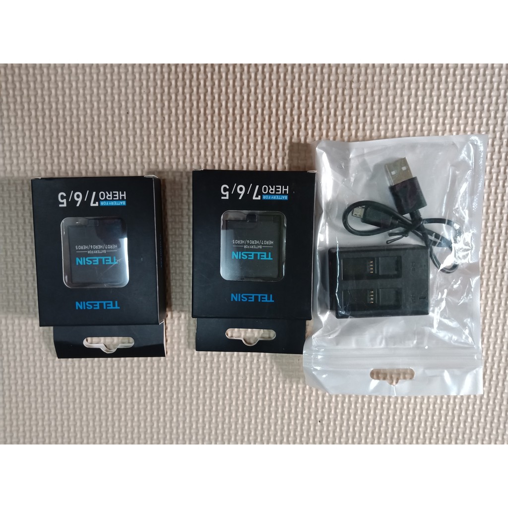 Combo Pin Telesin và đốc sạc đôi cho GOPRO 5,6,7