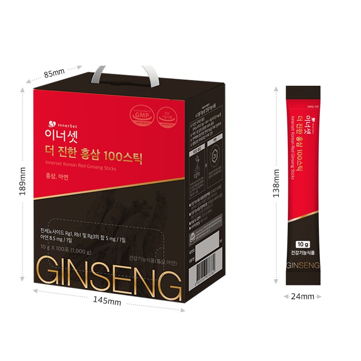 Hộp 100 Gói Nước Hồng Sâm Innerset Korean Red Ginseng Sticks 10g/gói - K2V Shop