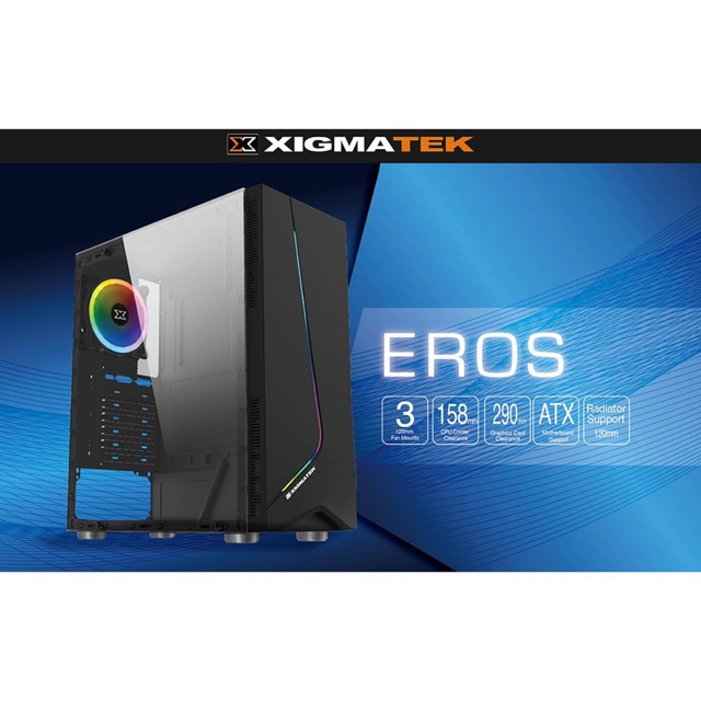 Vỏ máy tính Xigmatek EROS - ATX, Dải led RGB, Vỏ case máy tính kính cường lực - Hàng chính hãng Mai Hoàng