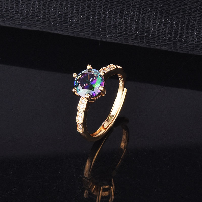 Nhẫn mạ vàng đính kim cương giả moissanite sang trọng cho nữ pt950