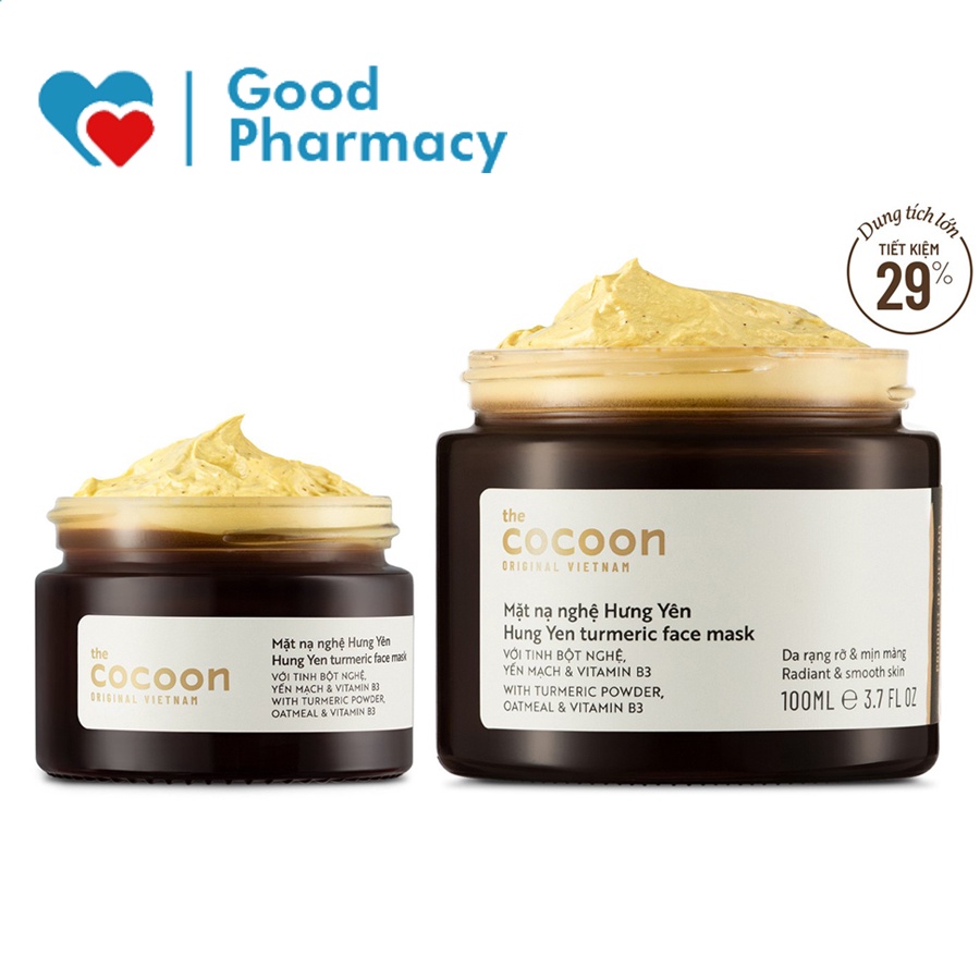 Kem mặt nạ nghệ Hưng Yên Cocoon giúp làm sáng hồng, da rạng rỡ, đều màu, mờ thâm, mịn màng da, cấp ẩm, ngừa oxy hóa