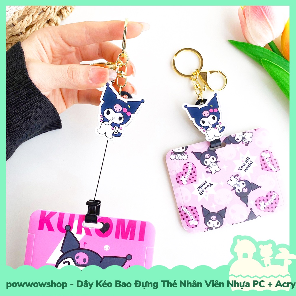 Dây Kéo Bao Đựng Thẻ Nhân Viên Nhựa PC + Acrylic Mẫu Nhân Vật Hoạt Hình Sanrio Family Kuromi Queen HZ