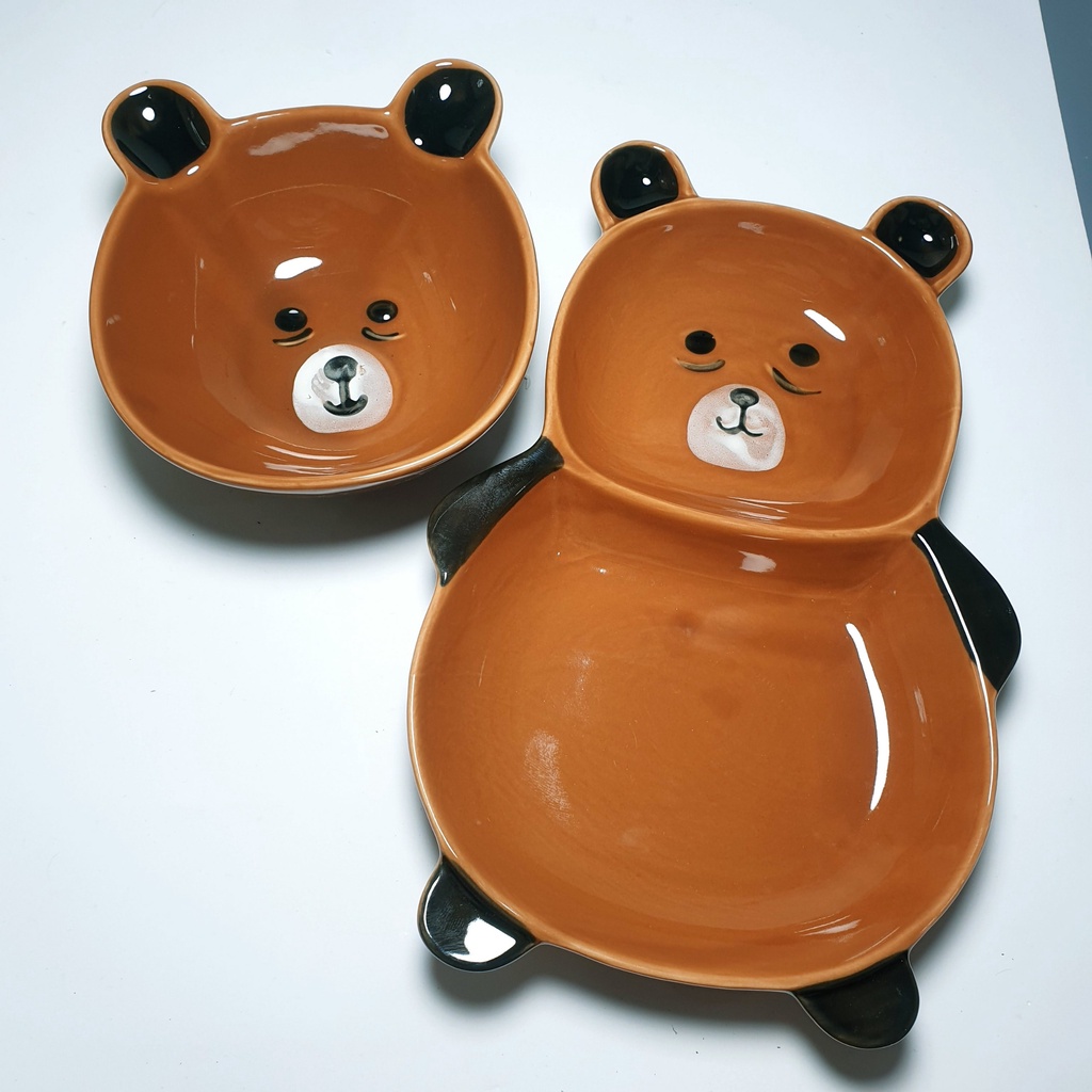 Bát Đĩa Ăn Dặm Gốm Sứ Hình Gấu Panda Ngộ Nghĩnh Giúp Bé Ăn Ngon YOOTA BABY
