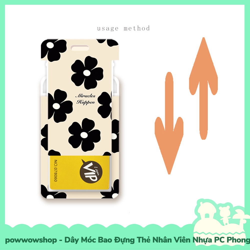 [Sẵn VN - Hỏa Tốc] Dây Móc Bao Đựng Thẻ Nhân Viên Nhựa PC Phong Cách Retro Vintage Flowers &amp; Butterfly