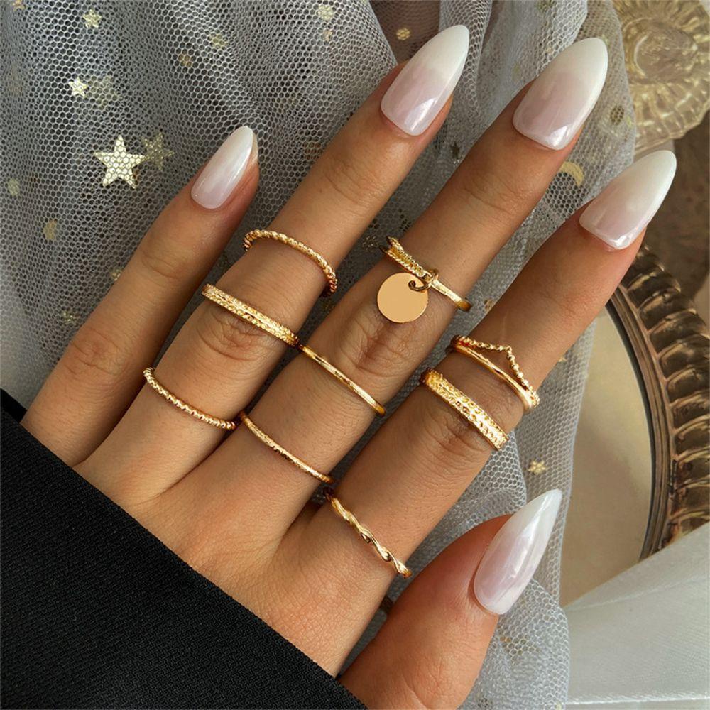 EUTUS Set Nhẫn Đeo Khớp Ngón Tay Màu Vàng Hình Bướm Phong Cách BOHO Thời Trang Cho Nữ