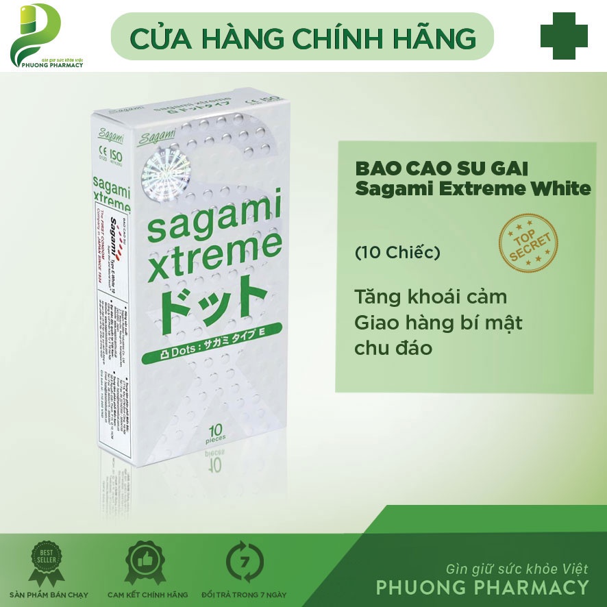 Bao Cao Su Gân gai 10 chiếc Sagami Extreme White - Nhật Bản