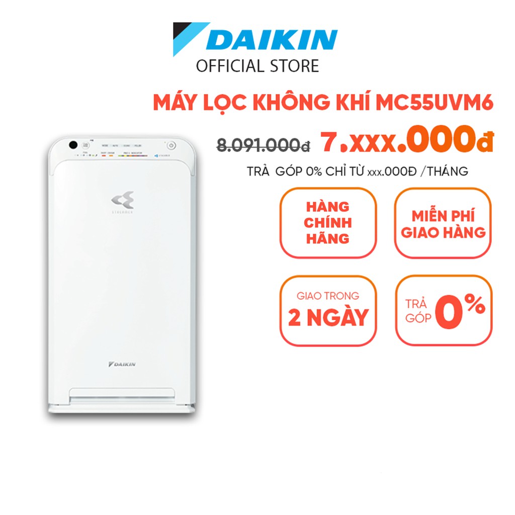 Máy Lọc không khí Daikin MC55UVM6 - Phù hợp phòng 41m2 Công nghê Streamer