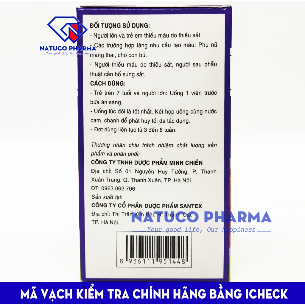 Fevimax Gold Viên uống Bổ máu bổ sung Sắt, Acid Folic cho người thiếu máu não, phụ nữ mang thai và cho con bú - Lọ 30v