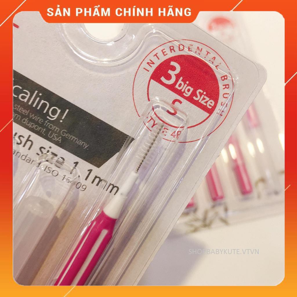 Bàn chải kẽ răng cao cấp SGS size 1.1mm nhập khẩu từ Hàn Quốc ( vỉ 4 cây )