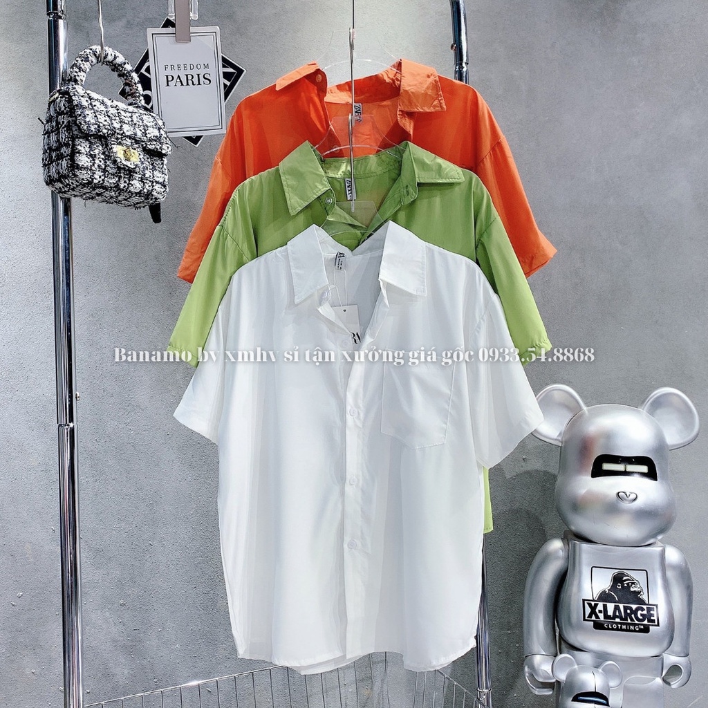 Áo sơ mi cộc tay 3 màu hàng thiết kế thời trang Banamo Fashion sơ mi cộc tay 3 màu 3932