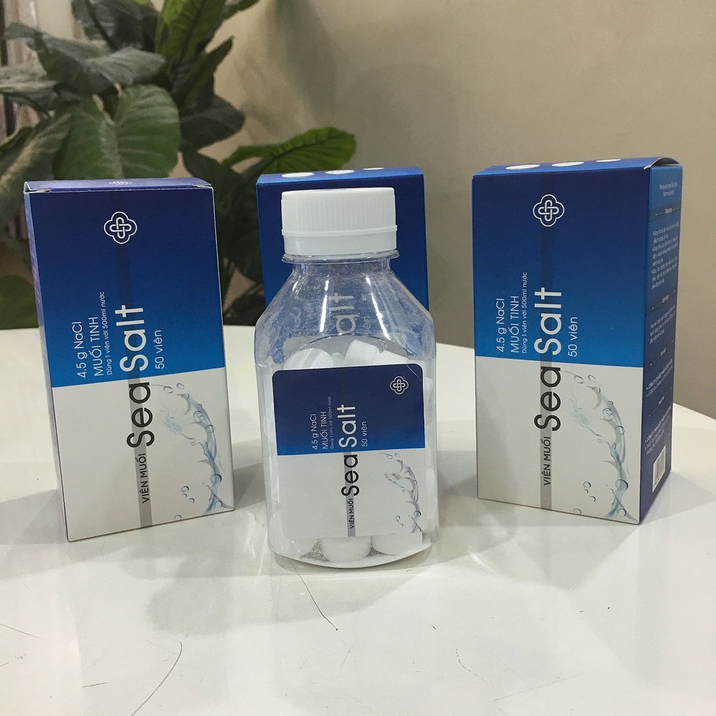 Viên Muối Tinh SEASALT NaCl 0,9%, Viên Muối Sinh Lý Tự Pha Dung Dịch Nước Muối Dễ Dàng, Súc Miệng Hàng Ngày – Lọ 50 Viên