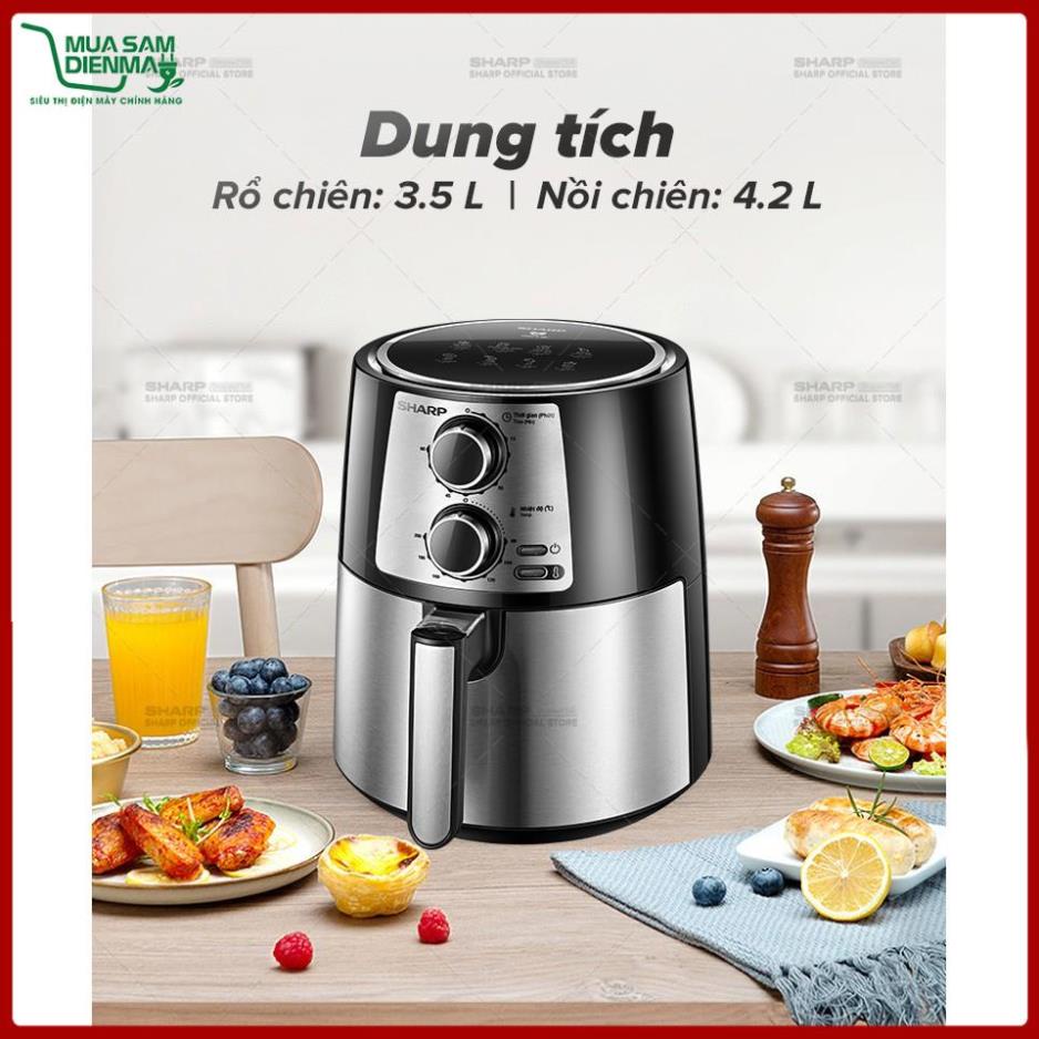 Nồi Chiên Không Dầu Sharp KF-AF42MV-ST Chống Dính 4.2L Thép Không rỉ 1450W