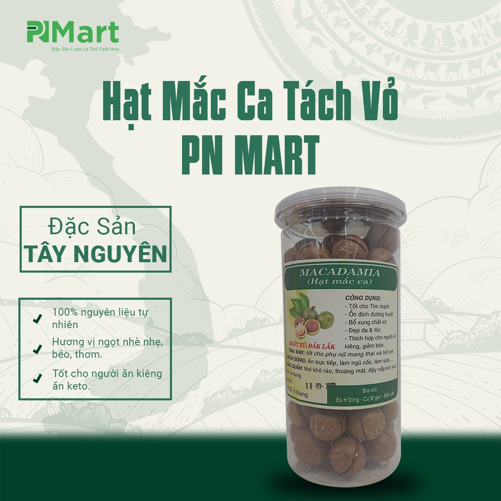 Hạt Mắc Ca tách vỏ PN Mart - Hủ 500g