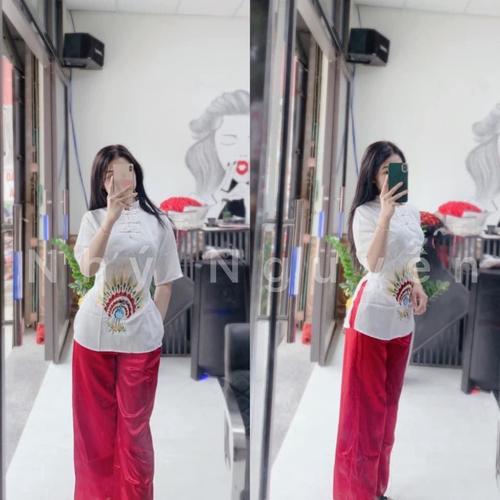 Đồ lam đi chùa Mẫu Thêu Công Vải Satin Nhung CAO CẤP