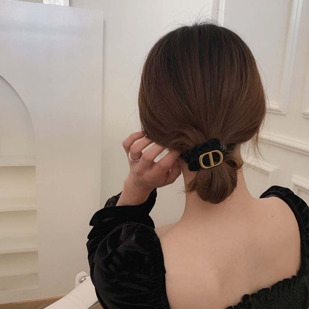 Dây buộc tóc cao su co giãn họa tiết hình học phong cách Hàn Quốc cho nữ