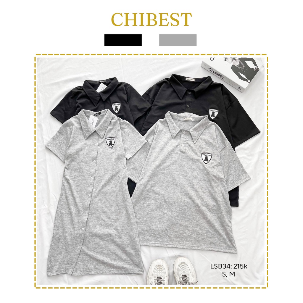 Đồ đôi nam nữ set couple đầm gài nút xéo nữ áo nam CHIBEST LSB34