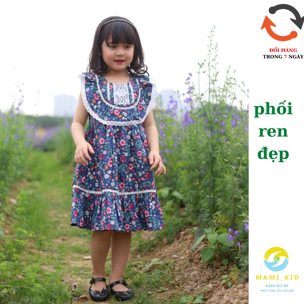 Váy xinh cho bé gái 1-10t hoa nhí phối ren, MẶC MÙA HÈ SIÊU MÁT