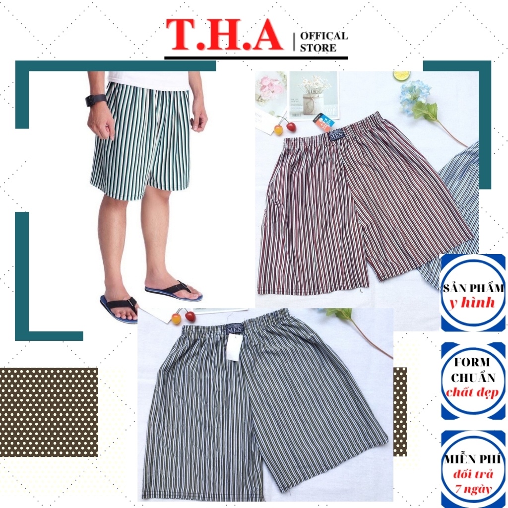 ✨Quần Đùi Nam✨Quần Đùi Mặc Nhà, Mặc Ngủ, Quần Short Nam Thun Kẻ Sọc✨THA Store