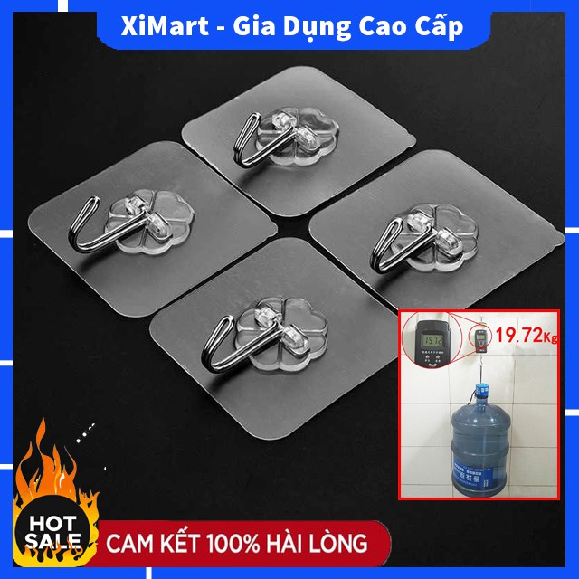 2 Móc dán tường chịu lực siêu dính trong suốt treo đồ, treo quần áo, dao, thớt tiện lợi lên đến 10kg - XiMart