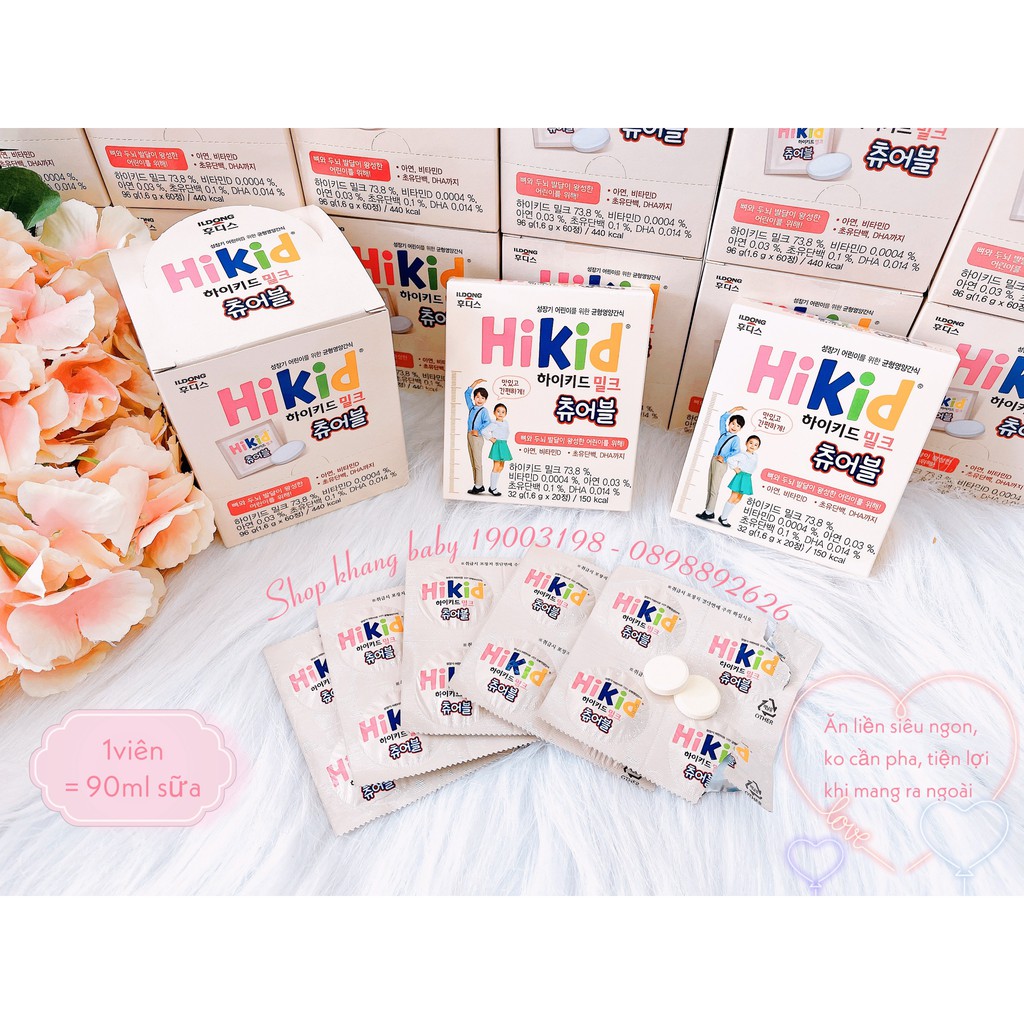 Sữa Hikid viên dạng kẹo cho bé hộp 60 viên - Shop Khang Baby