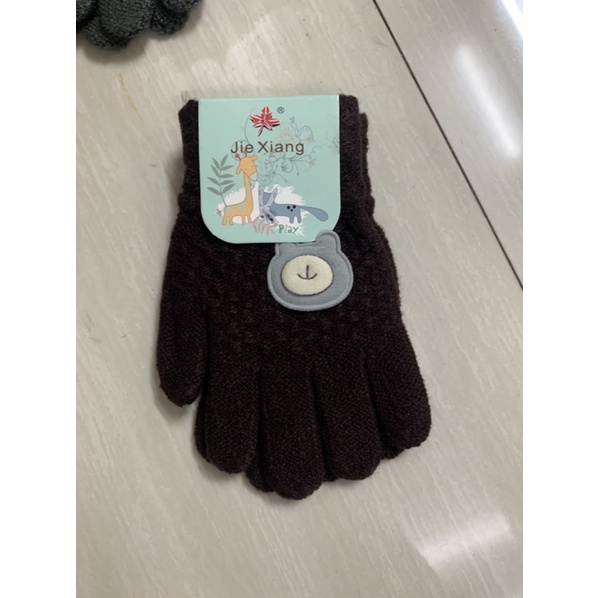 (1 đôi) găng tay len dày dặn gắn hình gấu cho các bé từ 3-6 tuổi.
