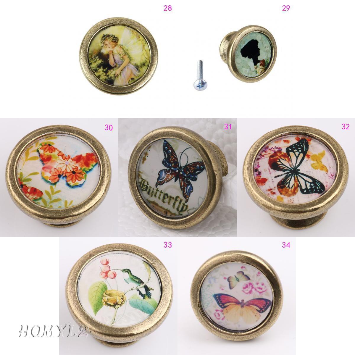 Set 2 Tay Nắm Cửa Tủ Ngăn Kéo Bằng Đồng Thau Phong Cách Vintage 5 Kiểu Tùy Chọn