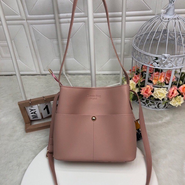 Túi xách Tote da đơn sắc