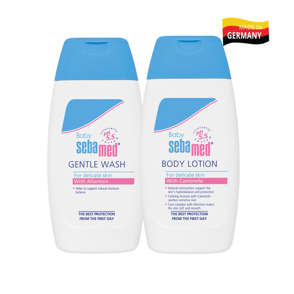Bộ sản phẩm tắm gội và dưỡng ẩm mềm mịn toàn thân cho bé Sebamed Baby pH5.5 (Nhập Khẩu 100% Chính hãng)