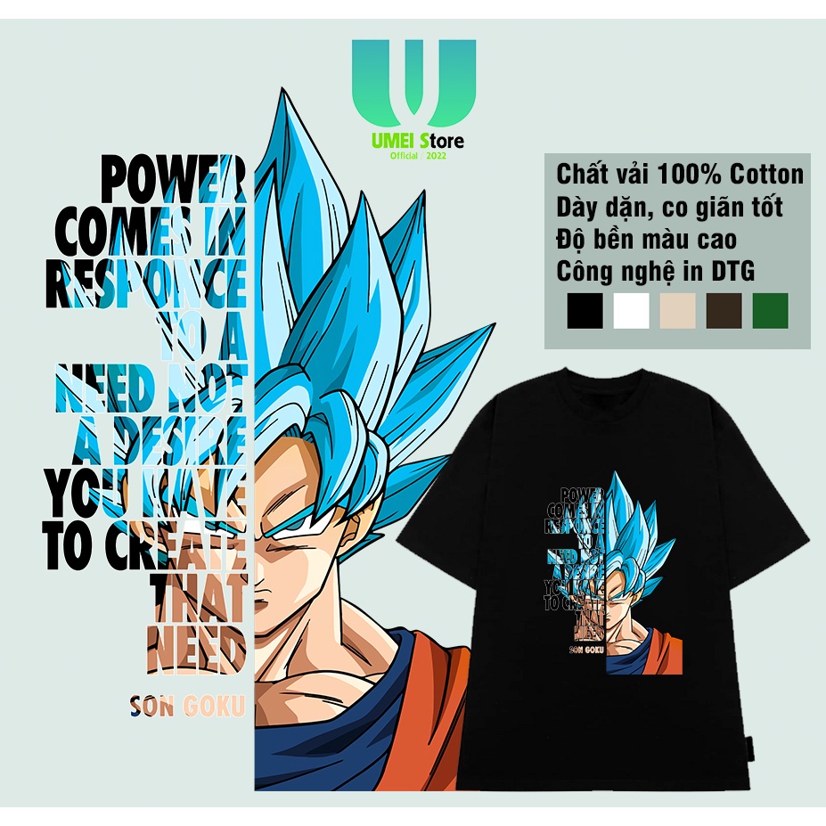 Áo thun in hình Son Goku, áo phông Dragon Ball dáng rộng tay lỡ chất liệu cotton thoáng mát thấm hút mồ hôi