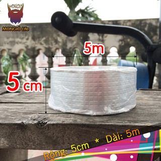 Băng dính dán bạt HDPE, đồ gia dụng, size 5cm x 5m (Màu Bạc vuông)